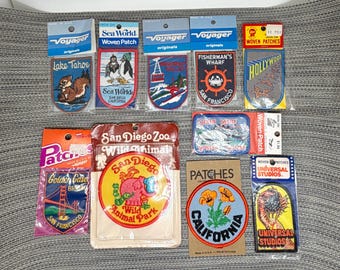 Vintage California Souvenir Patches Emblems: Landmarks, Parks, Tourist Sites, Original Packaging