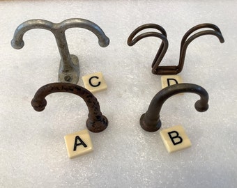 Under the Shelf Vintage Closet Hooks/Farmhouse Nickel, Iron, Ceiling Hooks/Under Shelf Coat Hook/Under Cabinet Hooks/Under Shelf Hooks #168