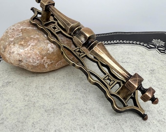 Large Colonial Brass Pulls & Backplates/Vintage Dresser, Armoire, Media Cabinet Hardware