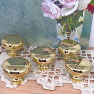 Vintage Polished Brass Cabinet Knobs: Set of 5 Amerock Drawer Hardware