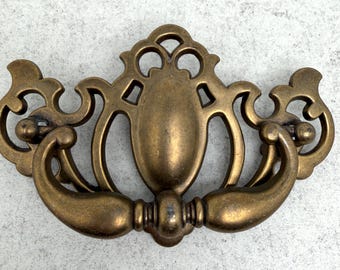 Vintage Bat Wing Chippendale Bail Pulls: Antique Brass Drawer Cabinet Armoire Hardware