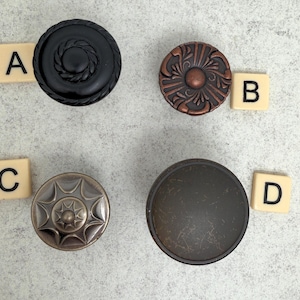 Vintage Single Brass Knobs: Antique, Early American, Rope, Flower, Drawer, Cabinet Hardware