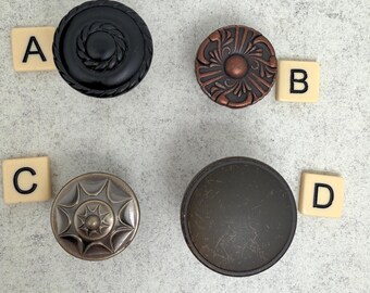 Vintage Single Brass Knobs: Antique, Early American, Rope, Flower, Drawer, Cabinet Hardware