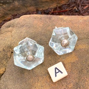 Vintage Crystal Glass Knobs: Hexagonal, Restoration Bolts/Sold Individually