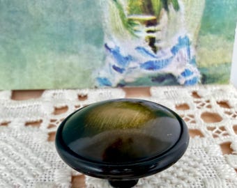 Vintage Dome Brass Knobs: Shiny, Golden Obsidian Style, Drawer Cabinet Hardware/Sold Individually