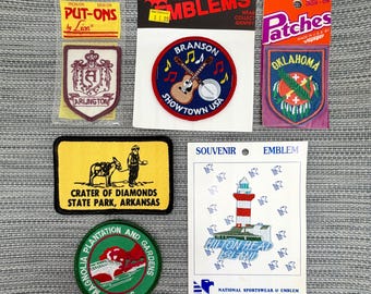 Vintage Southern States Souvenir Patches Emblems: Oklahoma, Missouri, Arkansas, South Carolina