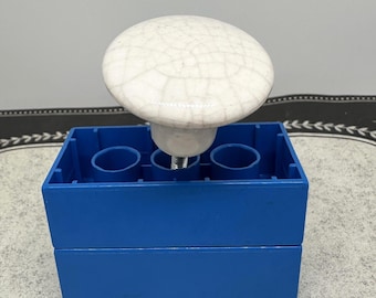 Antique Crackled White Porcelain Knobs: Veined, Mushroom-Shaped/Sold Individually