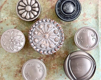 Assorted Single Cabinet Knobs: Celtic, Pewter, Beaded, Art Deco/Sold Individually