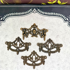 Vintage Antique Brass Ram's Head Keyhole Covers: Rococo Campaign Hardware