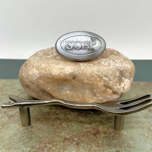 Vintage Silver SOAP Knob or Fork Utensil Drawer Pull