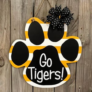 Paw Print Door Hanger | School Door Hanger | Striped Door Hanger