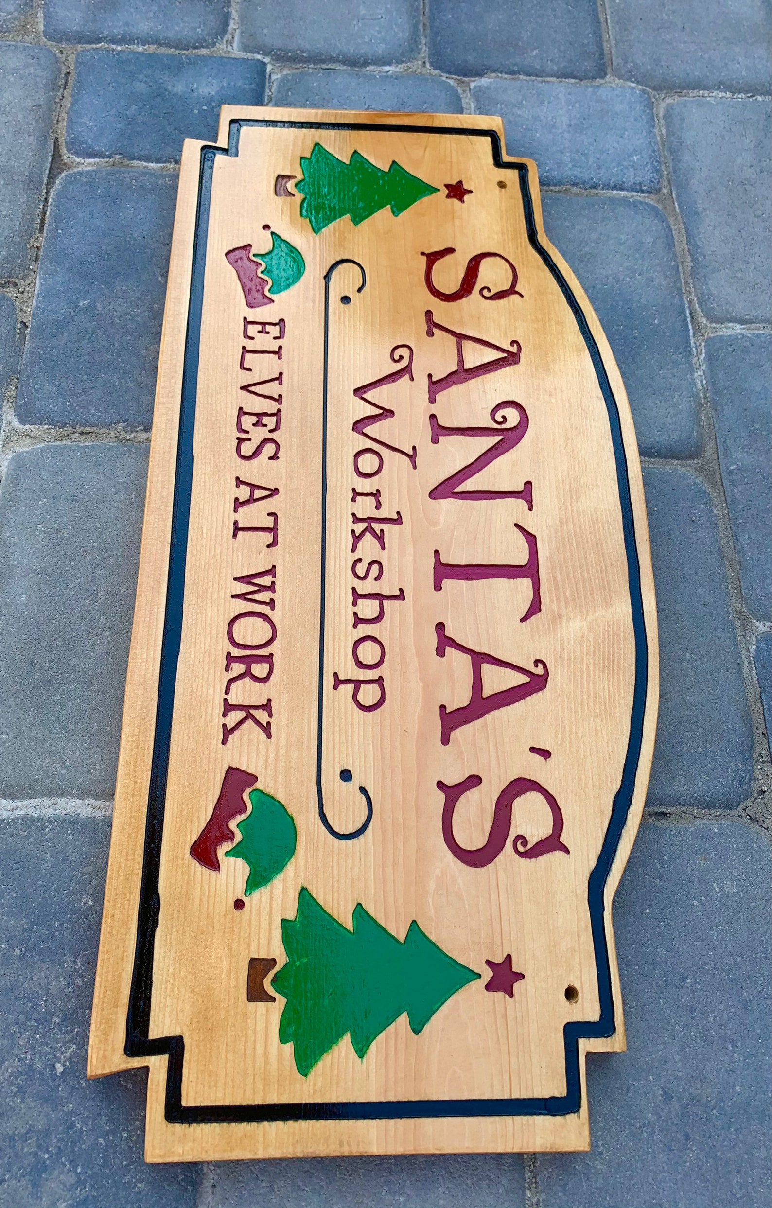 Santas Carved Wood Sign Christmas Wall Art Santas Etsy