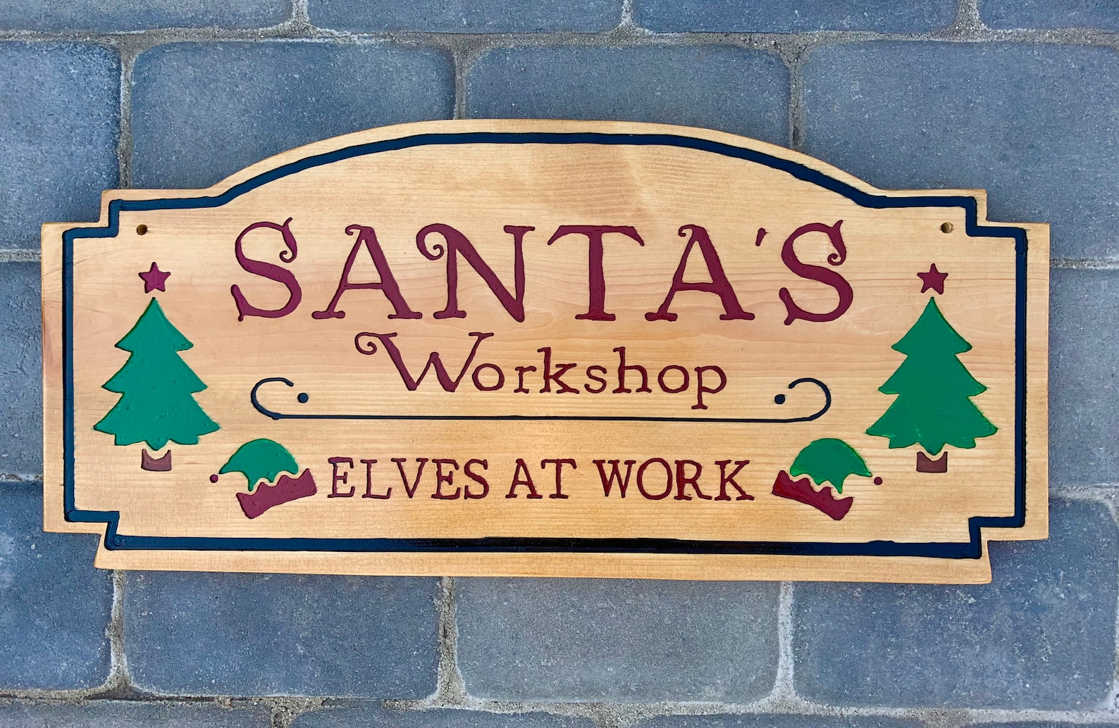 Santas Carved Wood Sign Christmas Wall Art Santas Etsy