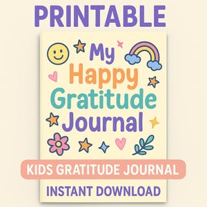 Printable Gratitude Journal for Kids - Cute Doodle Thankfulness Diary - Mindfulness Activity - Instant Download PDF