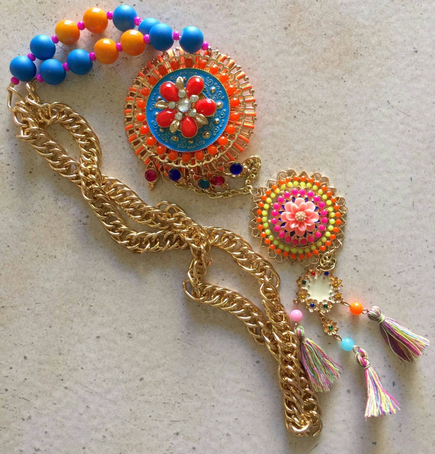 Gypsy Hippie Boho Extra Long Handmade Necklace. Glass Beads. Etsy