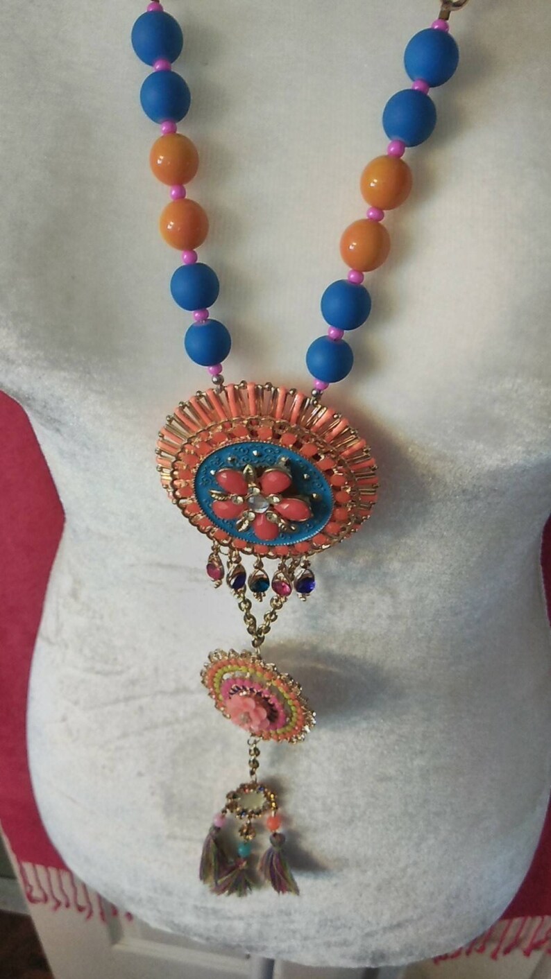 Gypsy Hippie Boho Extra Long Handmade Necklace. Glass Beads. Etsy
