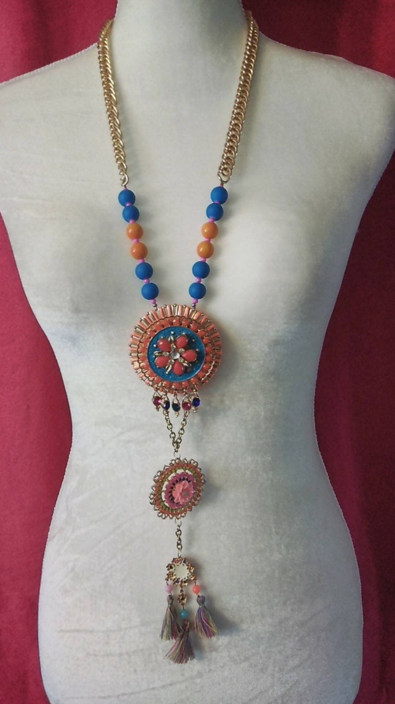 Gypsy Hippie Boho Extra Long Handmade Necklace. Glass Beads. | Etsy