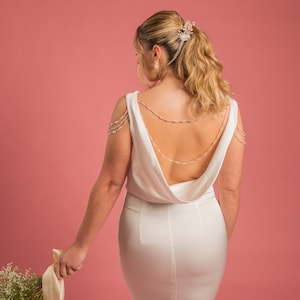 Corrente de pérolas com 2 camadas e vários padrões para noivas, joias de casamento com cristais, acessório para vestido de noiva aberto nas costas e decote