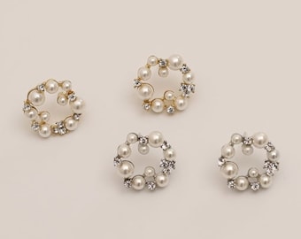 Bridemaids ronde cirkel Zilver en parel stud oorbellen sieraden voor bruiloft bruidsmeisjes accessoires drop accessoires met strass kristallen