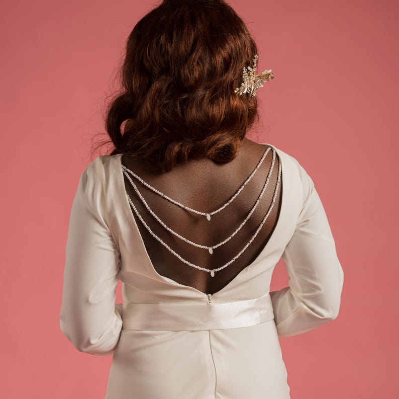 Backdrop Chain Pearl Bridal Backdrop Necklace, V-shaped Back Chain - Etsy