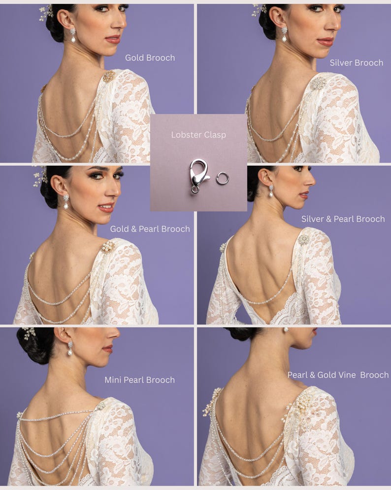 Backdrop Chain Multi Row 5 Layer Pearl Bridal Backdrop Chain Perfect for Low Back ...