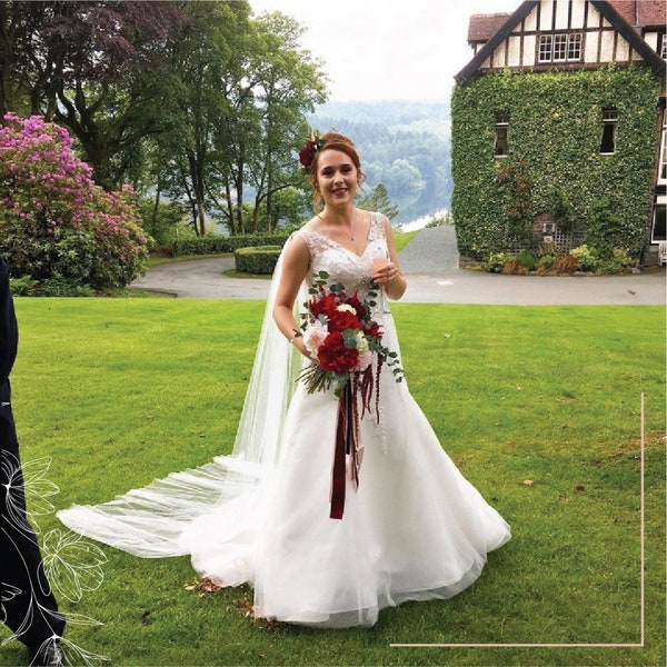 Cape de voile de mariée de 2 mètres/ Cape de mariage en ivoire, blanc, champagne ou blanc cassé/ Drapé de mariée épaule robe de mariée voile de cape / Cape de Tulle