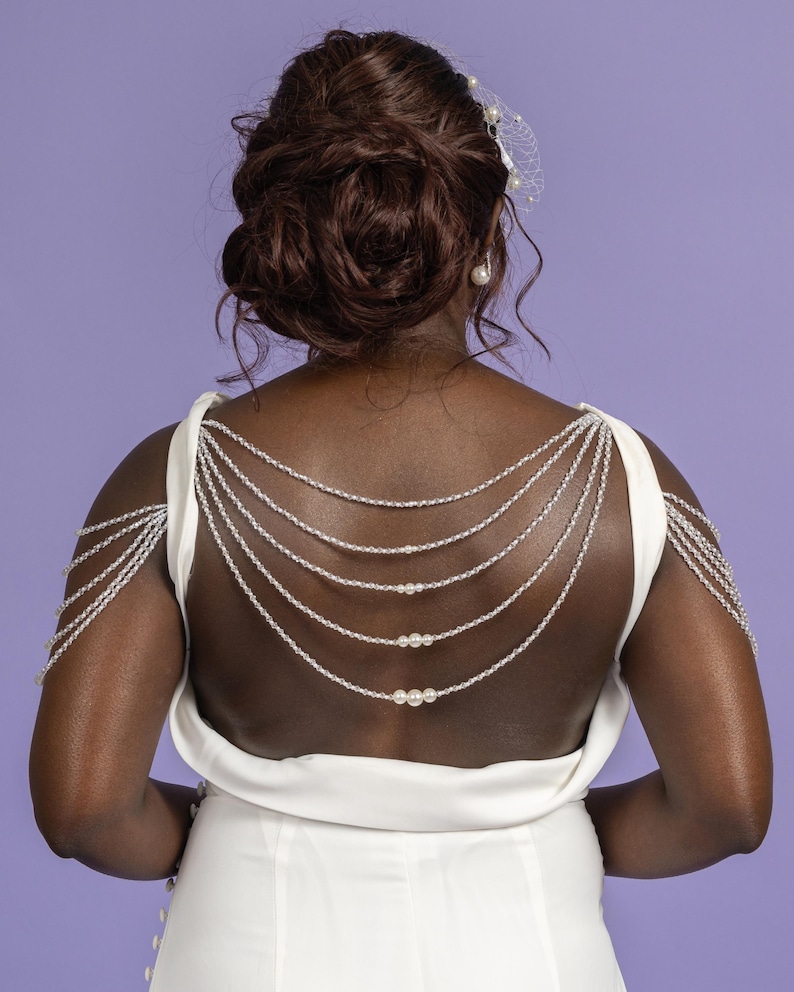 Backdrop Chain Multi Row 5 Layer Pearl Bridal Backdrop Chain Perfect for Low Back ...
