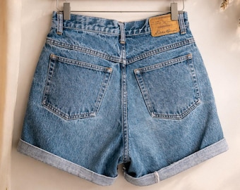 Vintage Eddie Bauer Denim Shorts Sz 12 Petite High Rise Cuffed