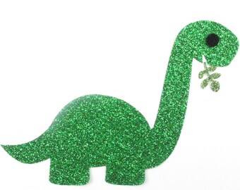 Appliqués thermocollants dinosaure en flex pailleté vert patch à repasser bronchiosaure écussons sans couture