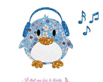 Appliqué thermocollant Oiseau casque audio tissu liberty Froufrou flex pailleté patch à repasser oiseaux appliques liberty sans couture