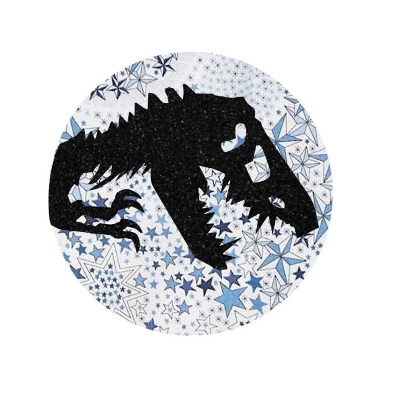 Appliqué thermocollant dinosaure vélociraptor tissu liberty Adelajda gris bleu Capel rouge flex pailleté noir patch à repasser sans couture image 8