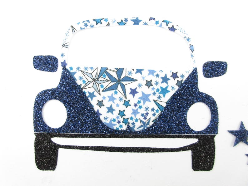 Applied fusible car fabric liberty Adeladja flex blue glittery pattern fusible car liberty patch iron on patches