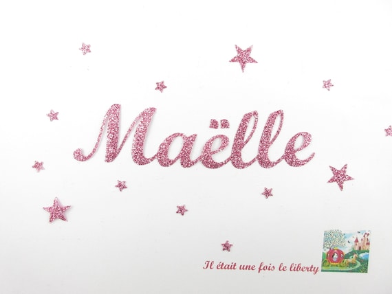 Appliqué thermocollant prénom pailleté personnalisable de 6 lettres Maëlle,  exemple proposé en tissus pailletés coloris au choix -  France