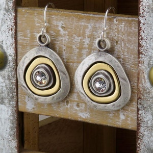 Two Tone Earrings | Gold Silver Earrings | Mixed Metal Earrings | Two Tone Sparkle Earrings | Unique Earrings | Mixed Silver Gold Earring