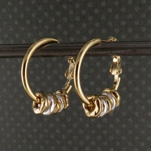Two Tone Hoop Earrings | Gold and Silver Earrings | Mixed Metal Hoop Earrings | Hammered Hoop Earrings | Gold Silver Dangles | Unique Hoops