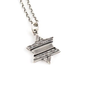 Silver Star of David Necklace | Jewish Star Necklace | Sterling Magen David Necklace |  Rustic Judaic Necklace | Sterling Men&#39;s Star David