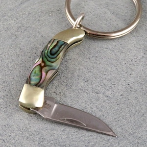 Schlüsselanhänger Messer | Mini Messer Schlüsselanhänger | Kleiner Taschenmesser-Schlüsselanhänger | Abalone Messer Schlüsselbund | Perle Messer Schlüsselring | Mini Taschenmesser Geschenk