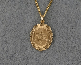 Collier doré étoile juive | Collier fantaisie étoile de David | Magen David rempli d'or | judaïque | Étoile juive médaillon d'or | Médaillon juif