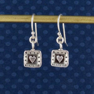 Sterling Heart Earrings | Silver Heart Imprint Earrings | Simple Heart Earrings | Minimal Heart Earrings | Silver Heart Stamp Earrings