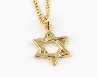 Collier doré étoile juive | Collier étoile de David | Pendentif Magen David rempli d'or | Collier judaïque | Collier étoile juive en or rempli