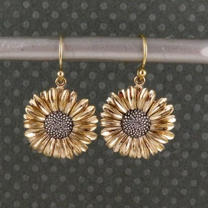 Two Tone Daisy Earrings | Gold Silver Flower Earrings | Mixed Metal Earrings | Bronze Daisy Earrings | Gold Daisy Earrings | Floral Earrings