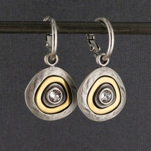 Two Tone Hoop Earrings | Gold Silver Earrings | Mixed Metal Earrings | Two Toned Sparkle Earrings | Two Tone Hoops | Unique Earrings