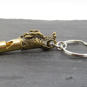 Dragon Whistle Keychain | Dragon Whistle Keyring | Brass Dragon Whistle | Brass Dragon Keyring | Gold Dragon Keychain | Dragon Whistle Gift