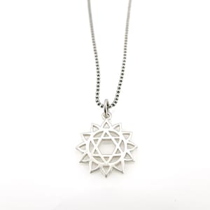 Heart Chakra Necklace | Star of David Sun Necklace | Judaic Necklace | Heart Chakra Spiritual Pendant | Sterling Heart Chakra Necklace