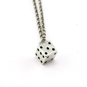 Sterling Dice Necklace | Silver Dice Charm Necklace | Sterling Game Dice Pendant | 3D Dice Necklace | Silver Dice Pendant | Dice Charm
