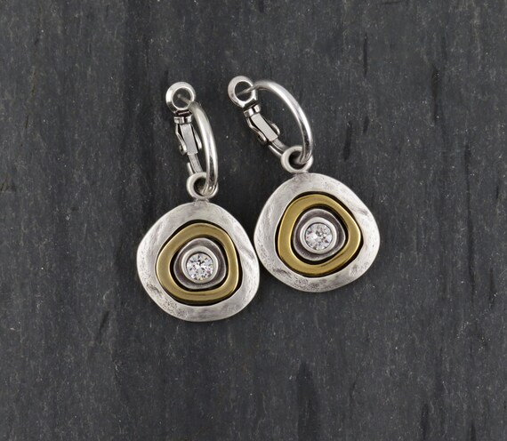 Two tone gold hot sale and silver earrings