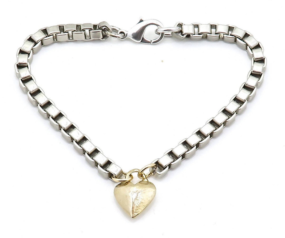 Half Chunky Chain Titanium Steel Heart Bracelet