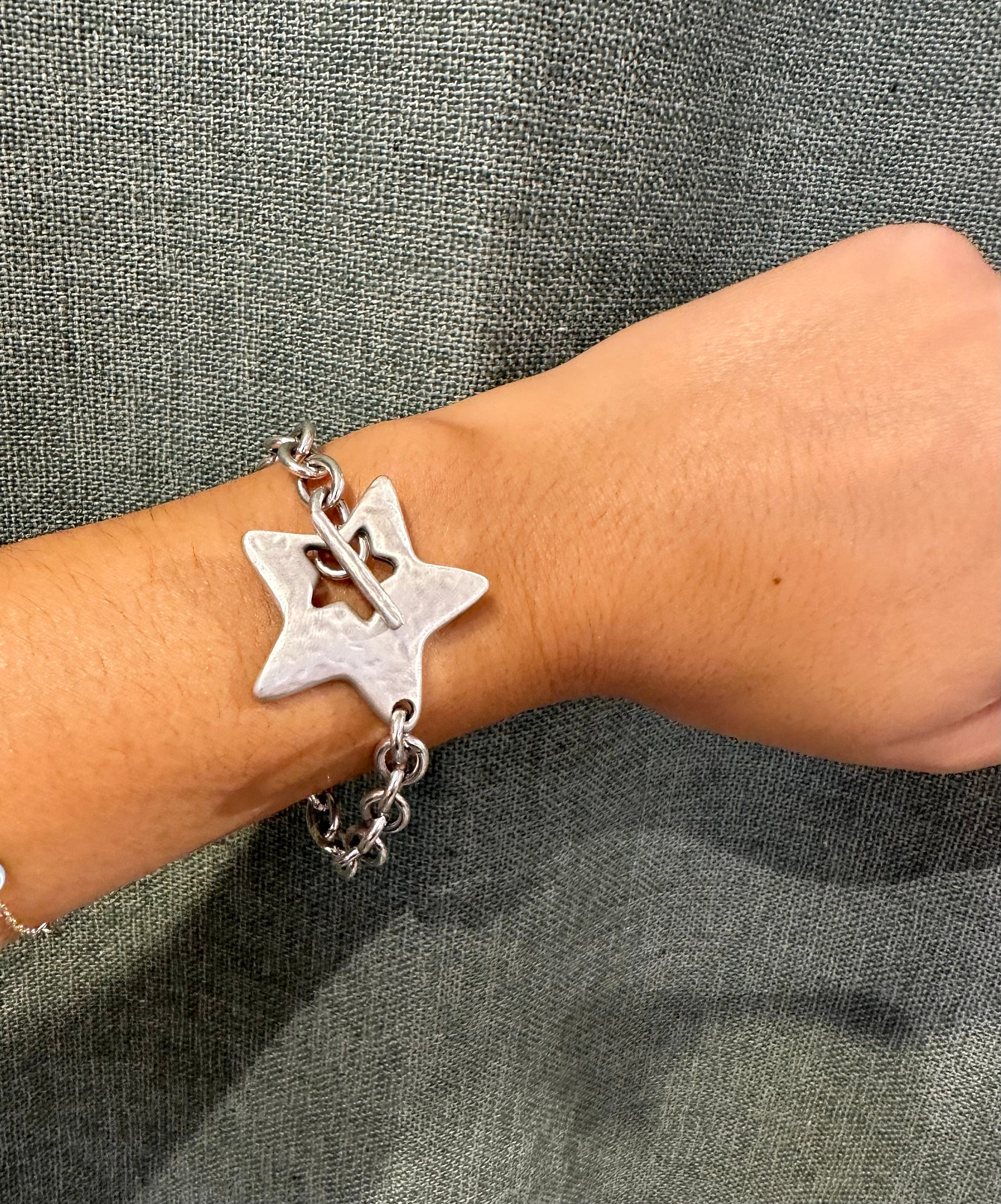Hammered Star Bracelet | Chunky Star Bracelet | Silver Star