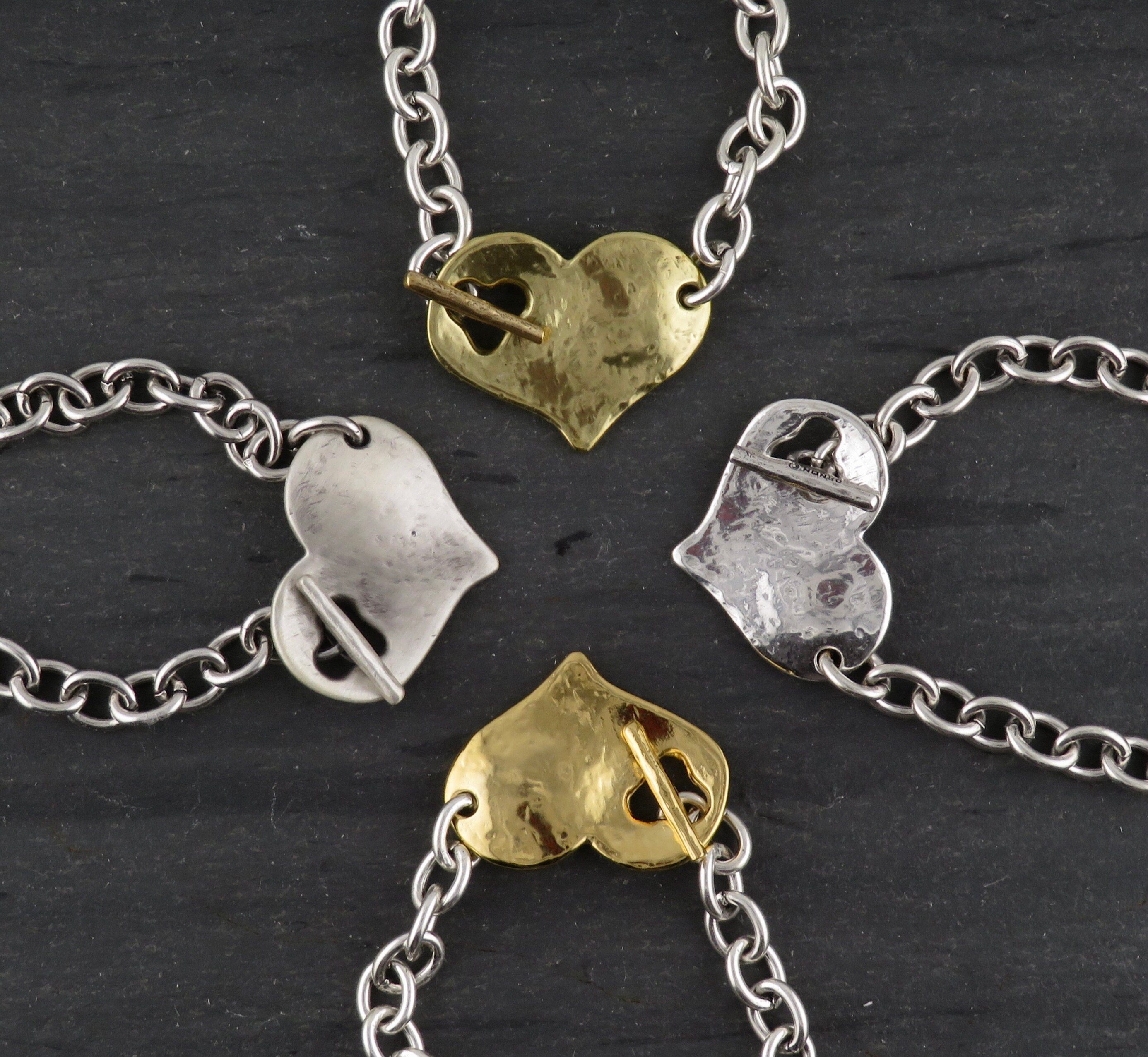 Hammered Silver Heart Bracelet | Chunky Heart Bracelet | Silver