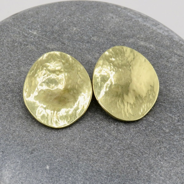 Clip On Earrings | Gold Clip On Earrings | Hammered Clip On Earrings | Shiny Gold Clips Earrings